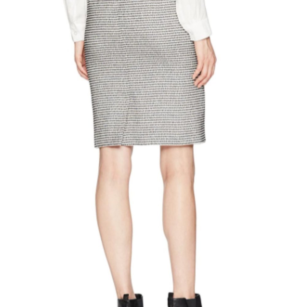 Nine West Black Ivory Tweed Striped Pencil Skirt NWT